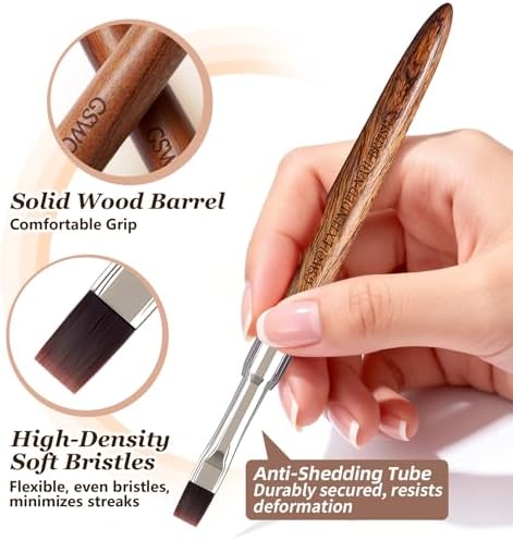Nail Brush Large Flat with Wooden Handle & Storage Pouch - Image 2