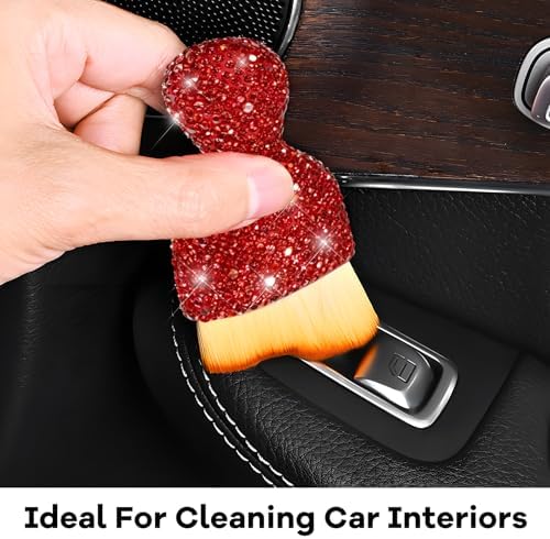 Bling Car Detailing Brush, Crystal Rhinestone Auto Interior Soft Bristles Dust - Image 5