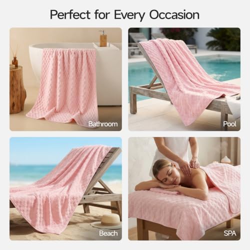 REDKISS Charcoal Gray Pink Microfiber Bath Towels Large, 2 Pack - Image 7