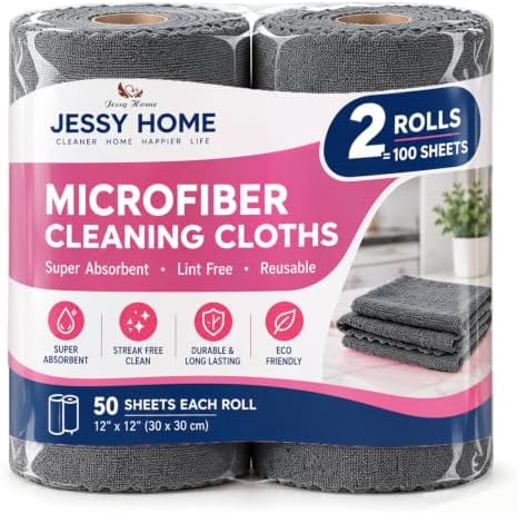 Jessy Home 2 Roll Reusable Paper Towels, 100 Sheets Tear Away Microfiber by JessyHome