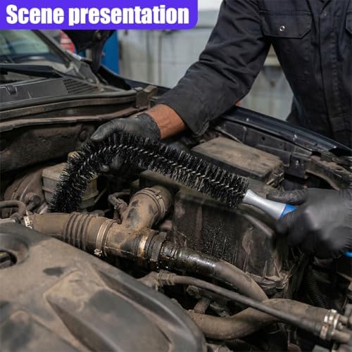 Car Engine Cleaning Brush with Long Handle, Flexible Hard Bristle Auto - Image 6
