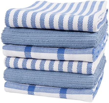 KAF Home Premium Kitchen Towels, Large 100% Cotton, Flat & Terry Absorbent Dish by KAFHome
