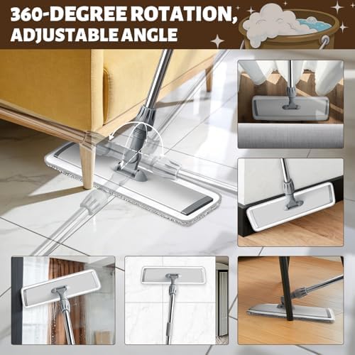 Microfiber Mop, 360° Rotating Flat Floor Cleaner 4 Pads - Image 6