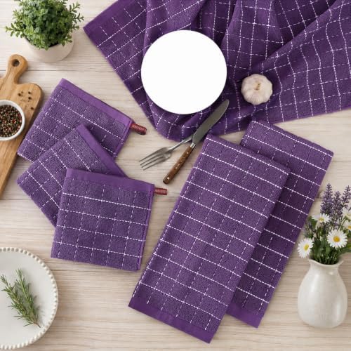 Kitinjoy 100% Cotton Kitchen Towels and Dishcloths Set - Image 2