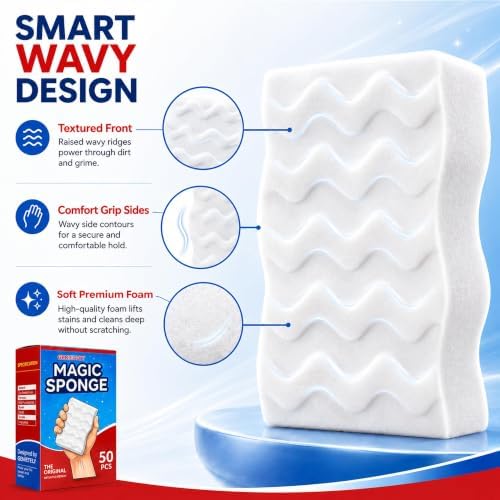 3X Density Magic Sponge Eraser, 50 Pack Cleaning Sponge - Image 3