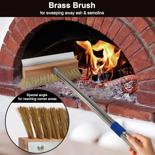 Pizza Oven Brush with 60.2in Handle and Scraper - Image 2