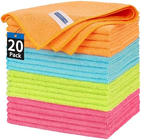 Microfiber Cleaning Cloth, 20 Pack Cleaning Rags, Washable Reusable Microfiber by HOMERHYME