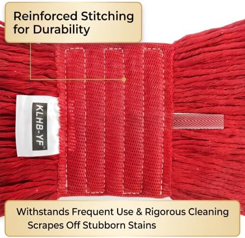 1 Pack 20.5 oz Cotton String Mop Head, Heavy Duty Red Replacement Mop Refill - Image 4