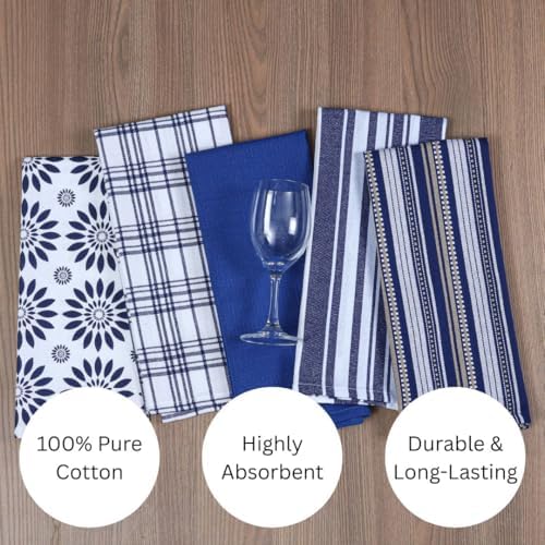 Assorted Kitchen Towels Set of 5-100% Cotton Dish Cloths Towels - Image 2