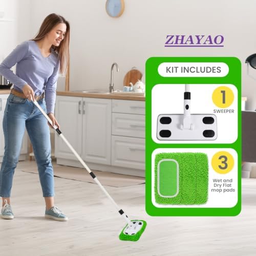 Sweeper Mop System with 3 Reusable Microfiber Mop Pads - Image 6