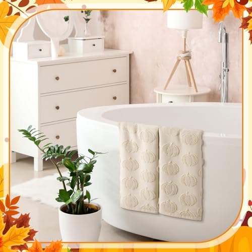 Mindsoft 2 Pcs Fall Hand Towels 3D Pumpkin Jacquard - Image 5