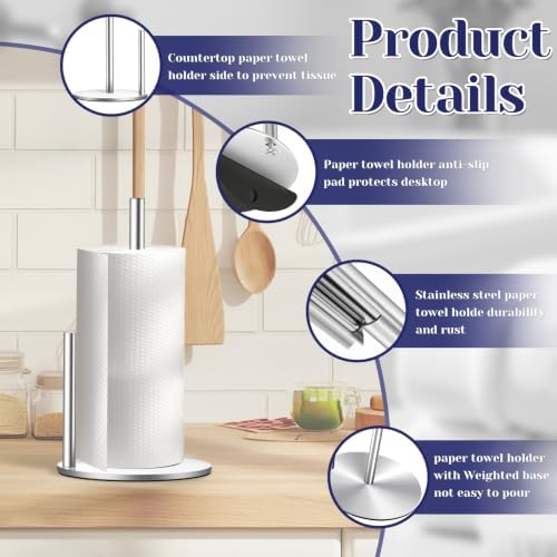 Sliver Paper Towel Holder, Countertop Paper Towel Holder - Image 3