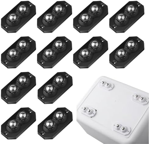 12 Pcs Self Adhesive Caster Wheels Stainless Steel 360° Swivel Low-Profile by YSKmanhuo