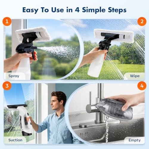 Window Vacuum Squeegee, Cordless Extendable Pole - Image 5