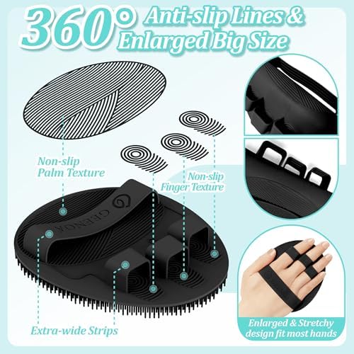 Back Scrubber for Shower & Silicone Bath Glove Set, 19’’ Detachable Long Handle - Image 5