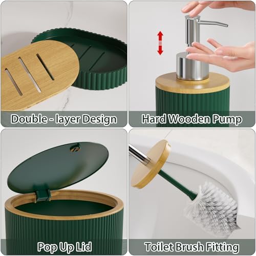 Bathroom Accessories Set 25 PCS, Dark Green Shower Curtains Set - Image 3