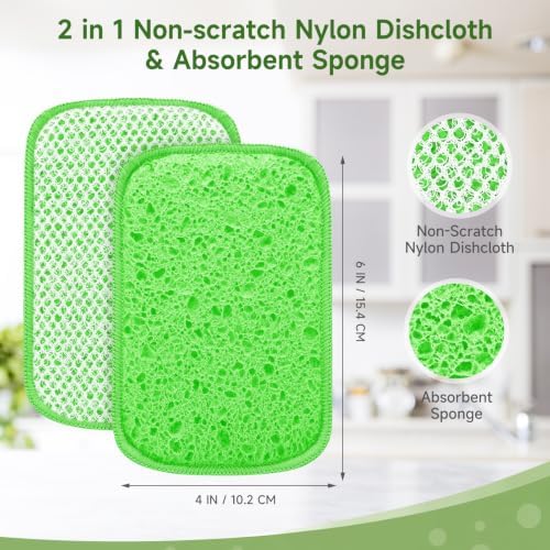 12 Pack Scrub & Wipe Cloths, Non-Scratch Kitchen Dish Sponges - Image 5