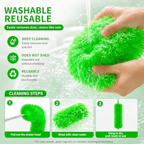 AZUN Microfiber Duster for Ceiling Fans, 30-100 in Telescoping Pole - Image 7