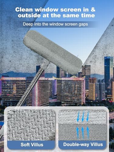 IMHO Cleaning Brush for Window Screen, Screen Cleaner Tool, 2 in 1 Mesh Screen - Image 2
