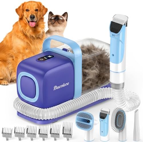 Buenkee Dog Grooming Vacuum Kit, 15000Pa Clipper, Shedding Brush by Buenkee