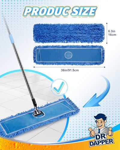 DR DAPPER 2 Pack 36-Inch Commercial Washable Microfiber Dust Mop Head - Image 2