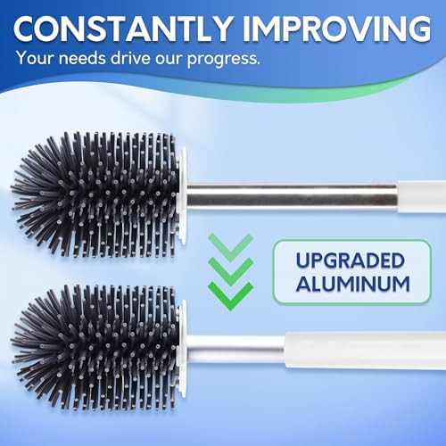 BOOMJOY Toilet Brush and Holder Set, Silicone Toilet Bowl Cleaner Brush - Image 4