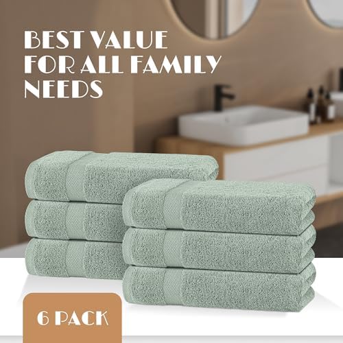 White Classic Wealuxe Green Bath Towels 24x50 Inch, Cotton Towel Set - Image 4
