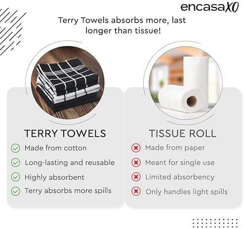 Encasa XO Kitchen Towels, Absorbent Cotton Cloths 12"x12" - Image 6