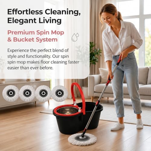 Spin Mop and Bucket Set, 360 Rotating Self-Wringing Floor Cleaner - Image 6