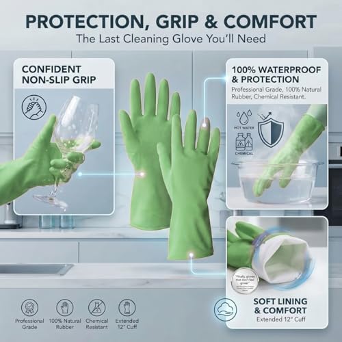 ForPro Premium Natural Rubber Gloves, Lime Zest - Image 4