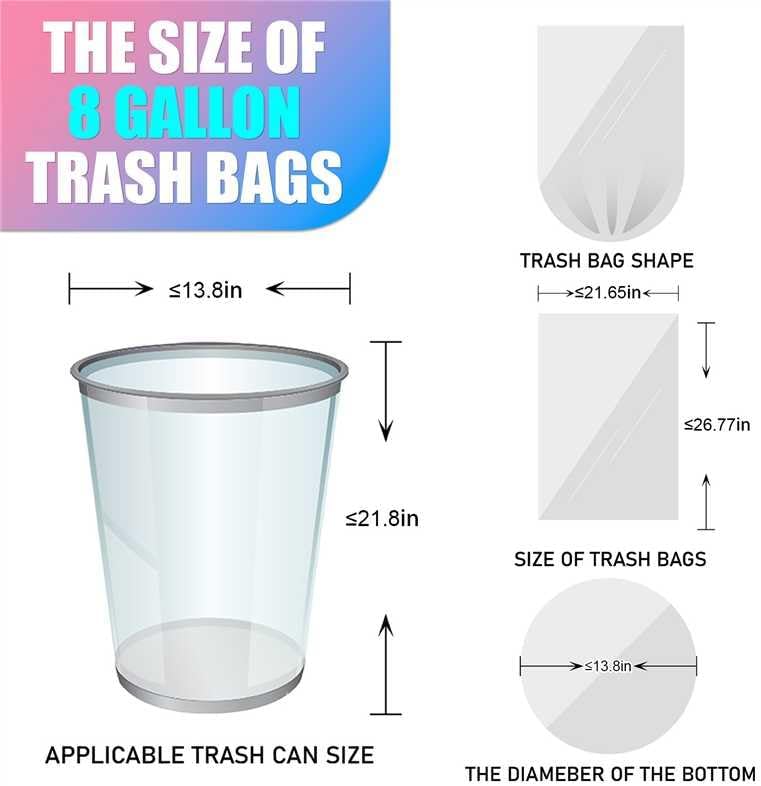 300 Count 8 Gallon Trash Bags - Heavy Duty Medium Garbage Bags 30 Liter Unscented 0.94 Mil Thick & Leakproof Wastebasket Liners for Kitchen Bathroom Home