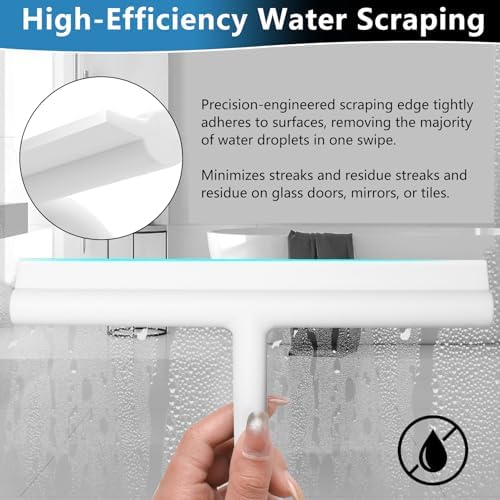 Shower Squeegee for Glass Doors, Full Silicone Jacketed Squeegee - Image 4
