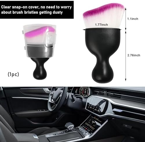Ziciner Car Detailing Brush, Curved Soft Bristles Auto Removal Dust Collectors - Image 2