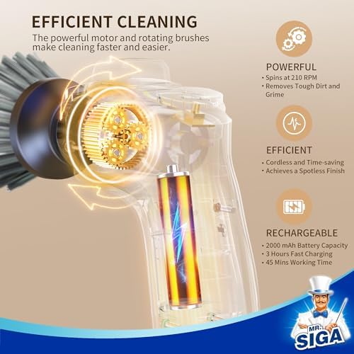 MR.SIGA Electric Spin Scrubber for Kitchen and Bathroom Cleaning - Image 4