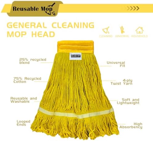 Heavy Duty Wet Industrial Cleaning Mop Head – 21 oz Yellow mop Head Replacement - Image 2