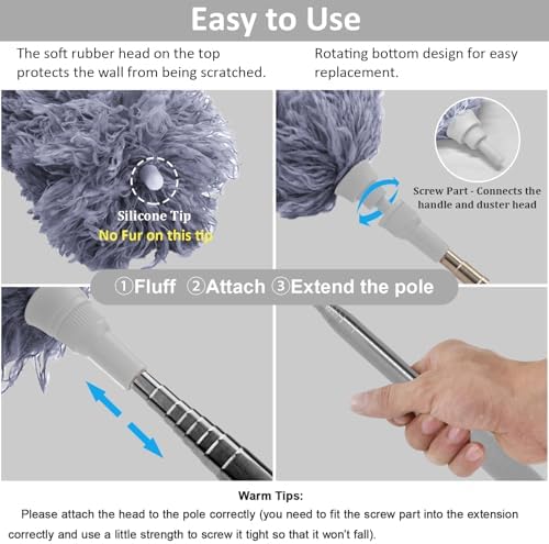 DELUX Microfiber Feather Duster Extendable Duster - Image 2