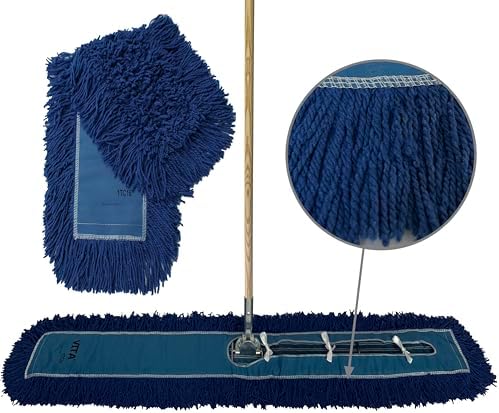Industrial Dust Mop Kit – Includes 60 Inch Blue Twisted Closed Loop Mop Head by Direct+Mop+Sales