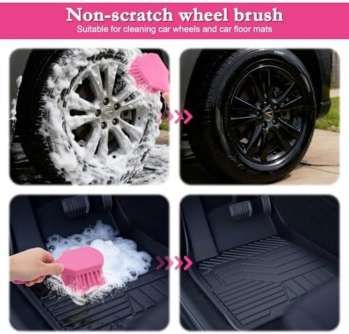 Pink Tire Brush, Soft Flagged-Tip Wheel Cleaning Brush - Image 5