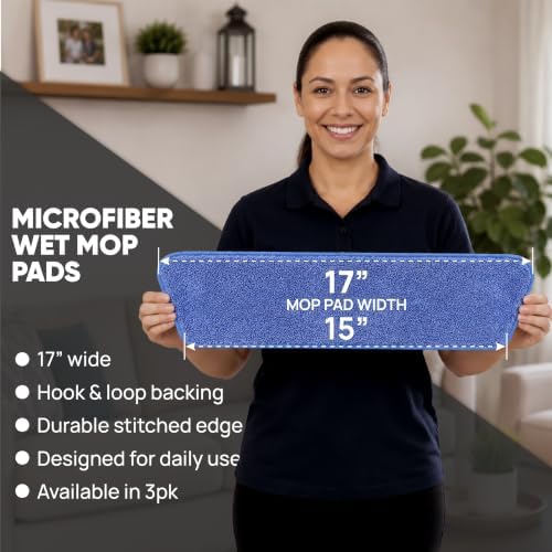 3-Pack Cinch Mop Replacement Heads, Microfiber Mops - Image 3