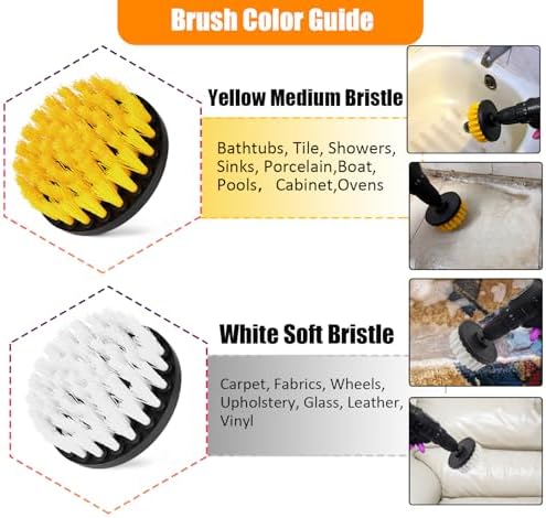 15Pcs Drill Brush Attachment Set, Drill Scrubber Brush Kit Include Soft Drill - Image 4