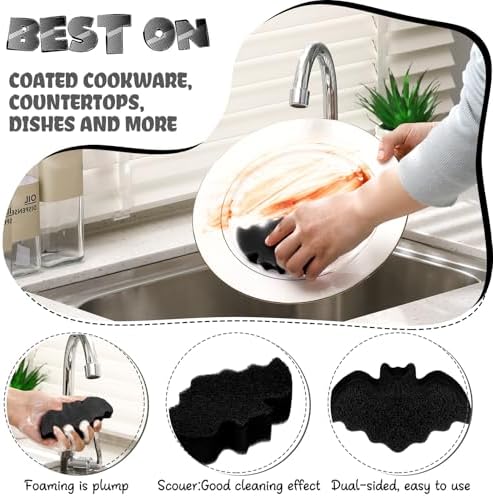Tioncy 12 Pack Halloween Bat Kitchen Sponges - Image 2