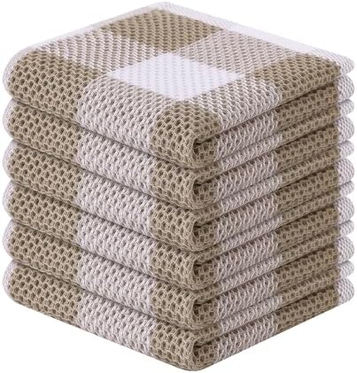 Homaxy 100% Cotton Check 6 Pack Dish Cloths by Homaxy