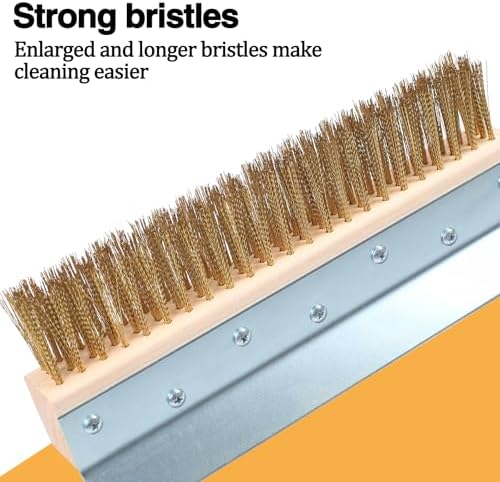 Commercial Aluminum Pizza Oven Brush w/Scraper & Brass Bristles - Image 4