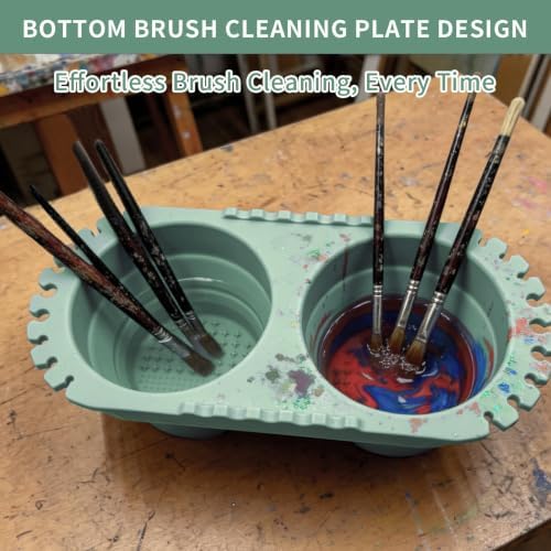 Paint Brush Cleaner Cup, Foldable Silicone Brush Cleaning Rinse Cup - Image 5