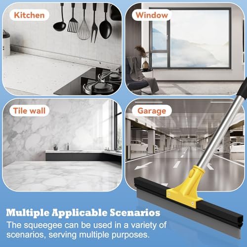 Large Heavy-Duty Floor Squeegee, 18” Rubber Blade Broom & 62” Long Handle Floor - Image 3