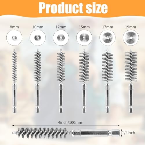 6Pieces Wire Brush Drill Bore Cleaning Brushes Set - Image 2