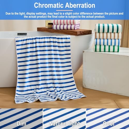 JML Microfiber Beach Towels, 4 Pack, Cabana Stripe Dark Blue - Image 6