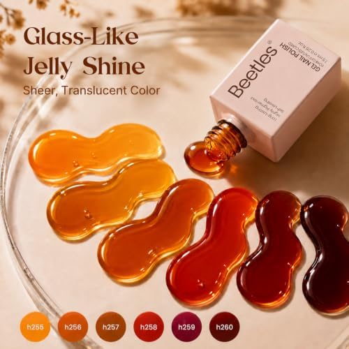 Beetles Jelly Tortoise Fall Gel Nail Polish Set 6 Transparent Fall Colors - Image 5