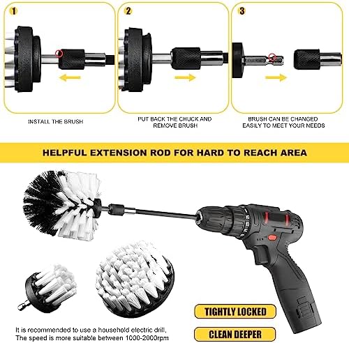 Drill Brush Attachment Kit, 3-Piece Cleaning Set - Image 4