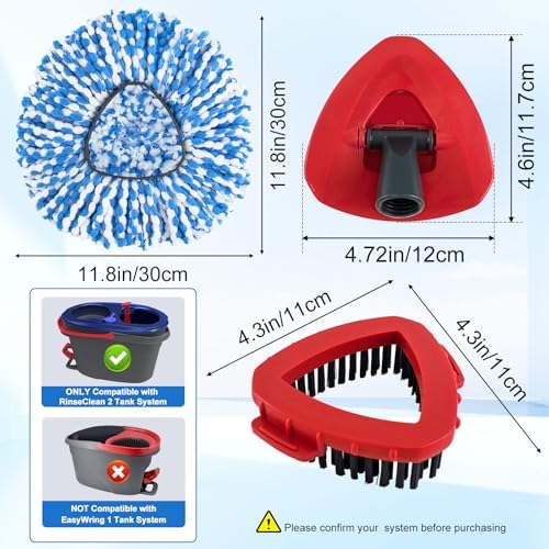 Mop Replacement Heads for O Cedar RinseClean 2 Tank System, 2 Microfiber Mop - Image 6